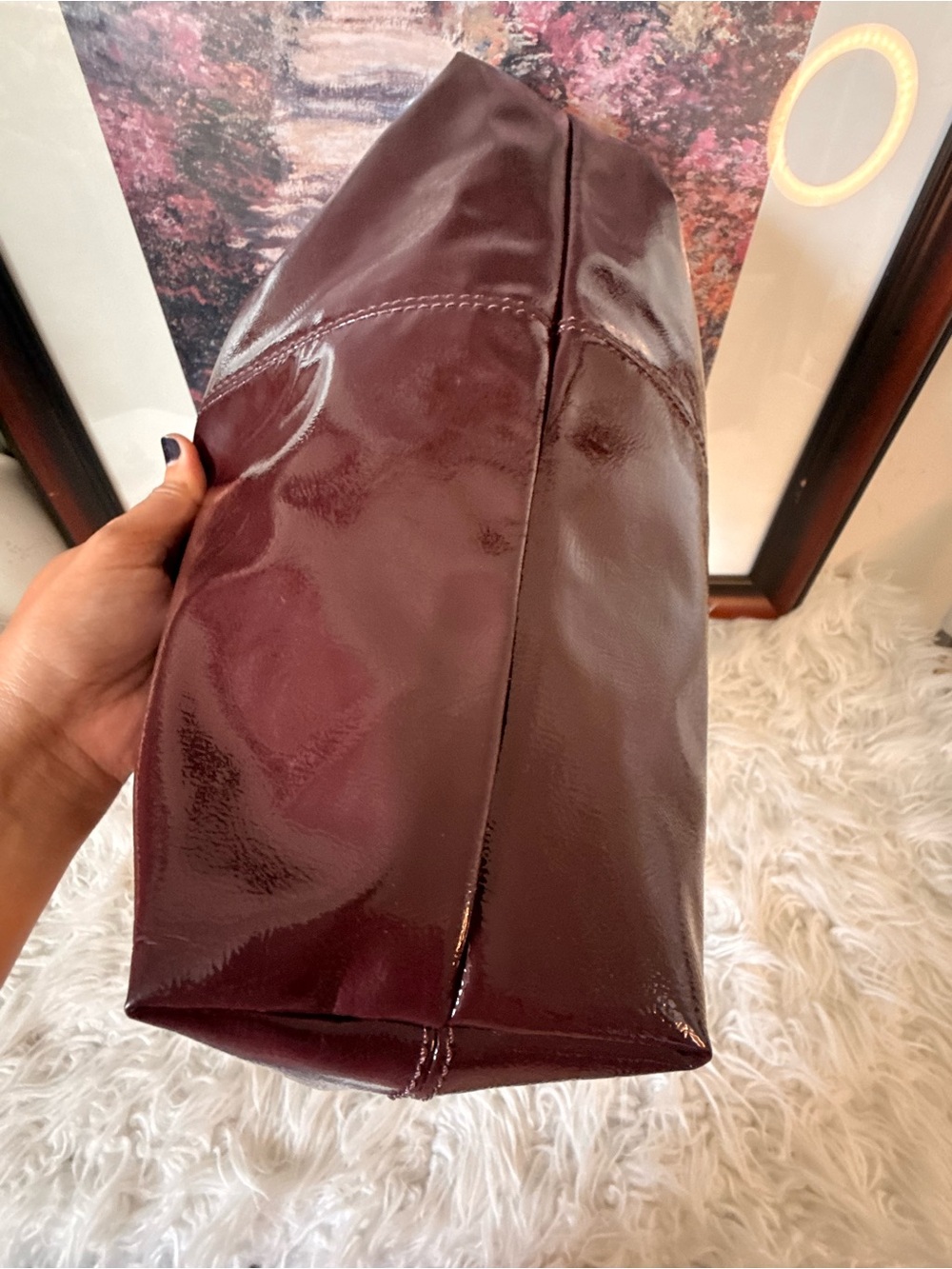 ZARA Vintage-Glossy Burgundy Women’s Shoulder Bag - Picture 5 of 7